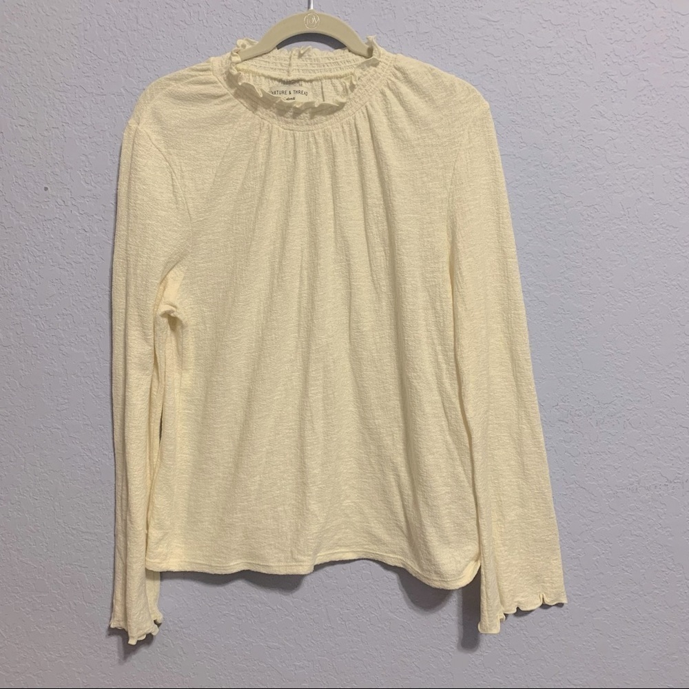 Madewell Texture & Thread Ruffle Neck Bell Sleeves Top